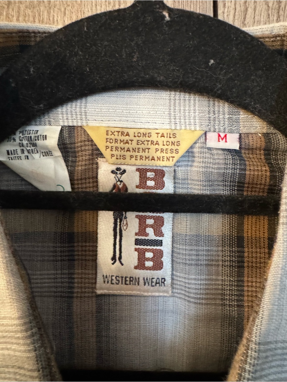 BARB Western Wear Plaid Button-Up Shirt in Brown and Cream